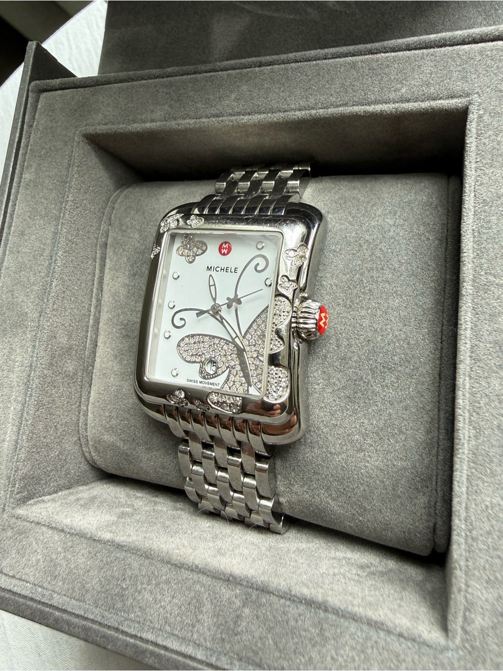 Nearly NOS 2024 Michele Extreme Butterfly Diamond Encrusted 42mm Quartz Watch - Picture 2 of 10